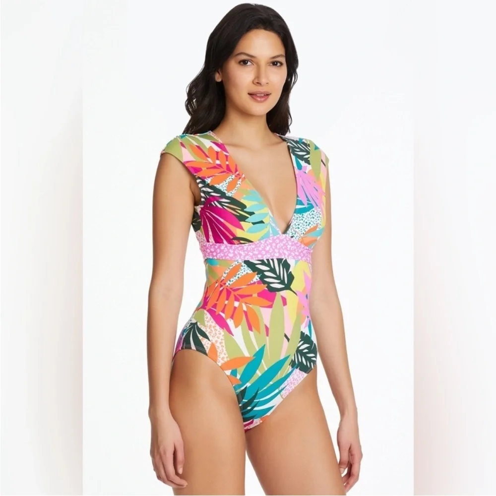 Bleu Rod Beattie Wild at Heart Cap Sleeve One Piece Swimsuit Size 8 - Picture 2 of 10
